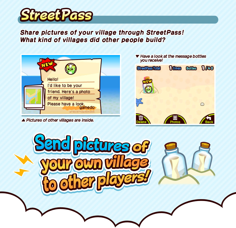 Share pictures of your village through StreetPass! What kind of villages did other people build?
